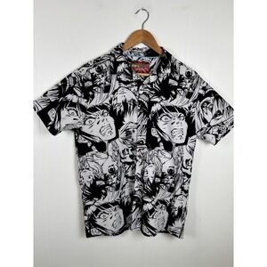 Fresh Prints Of Tokyo Drill Clothing Men's Medium Anime All Over Print B&W Shirt